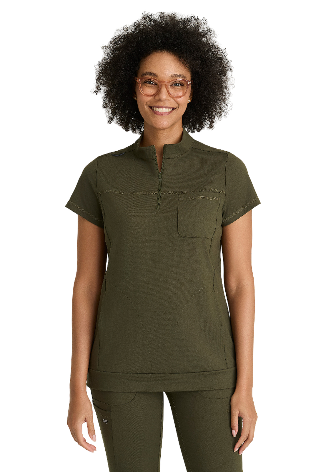 Barco One Performance Knit - Women's Three-Pocket Mock Neck Vigor Scrub Top