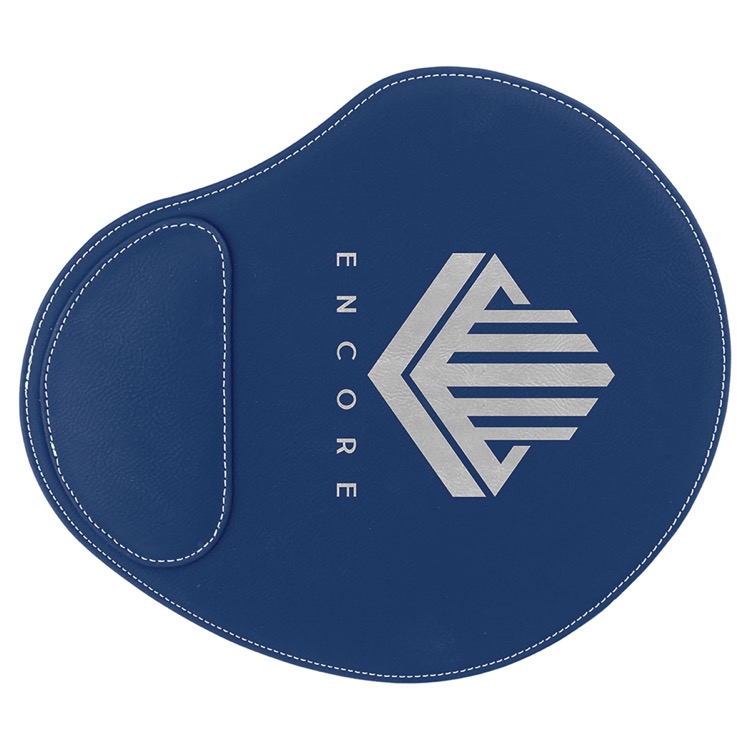 9" x 10 1/4" Blue/Silver Leatherette Mouse Pad 2