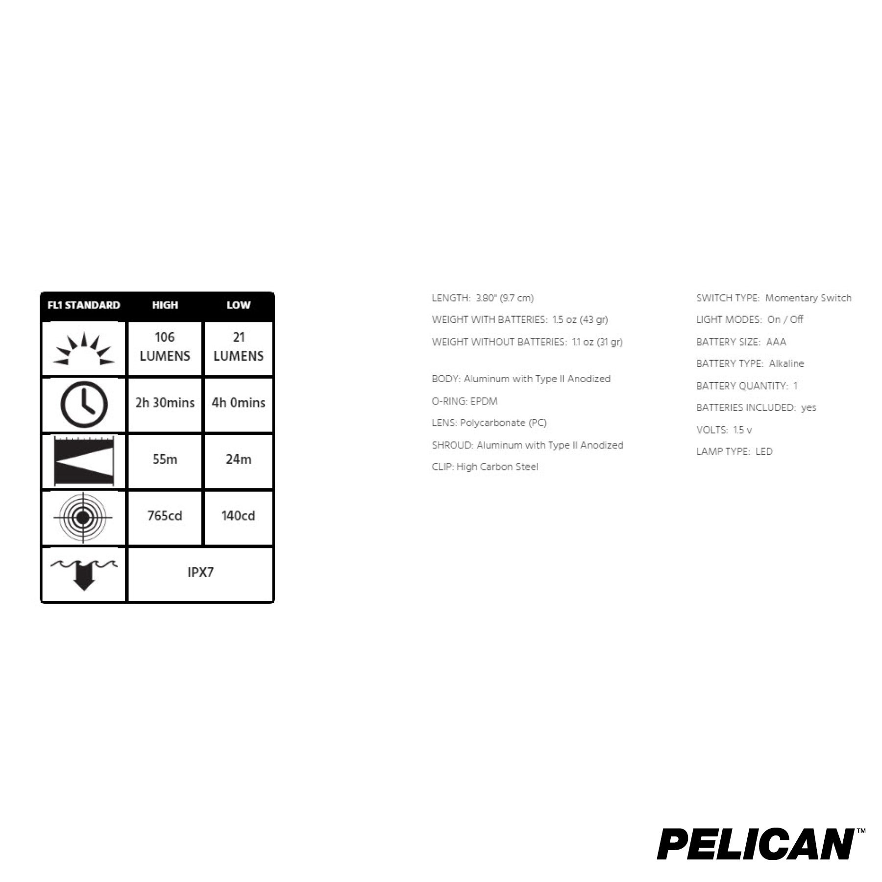 Pelican™ 1910 Personal Flashlight 7