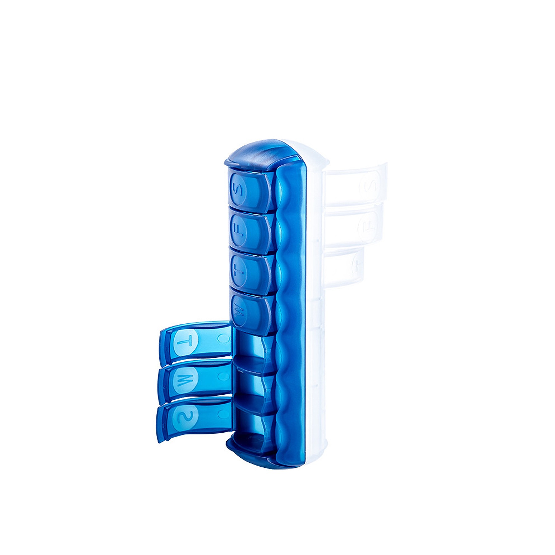 Cylindrical 14 Compartment Pill Box With Front And Back Rows 4