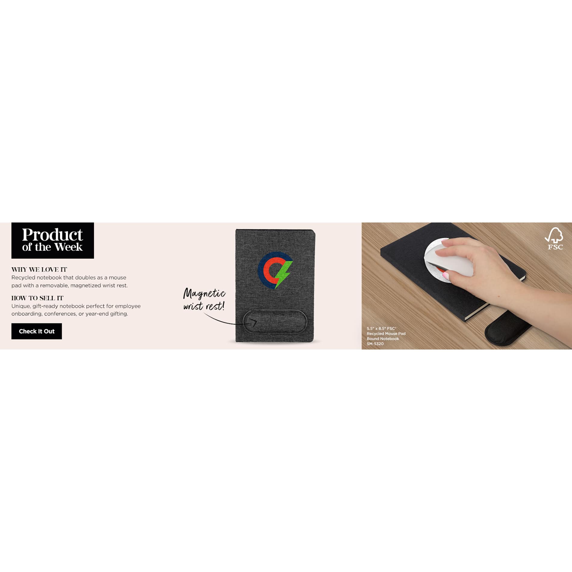 5.5" x 8.5" FSC® Recycled Mouse Pad Bound Notebook 13