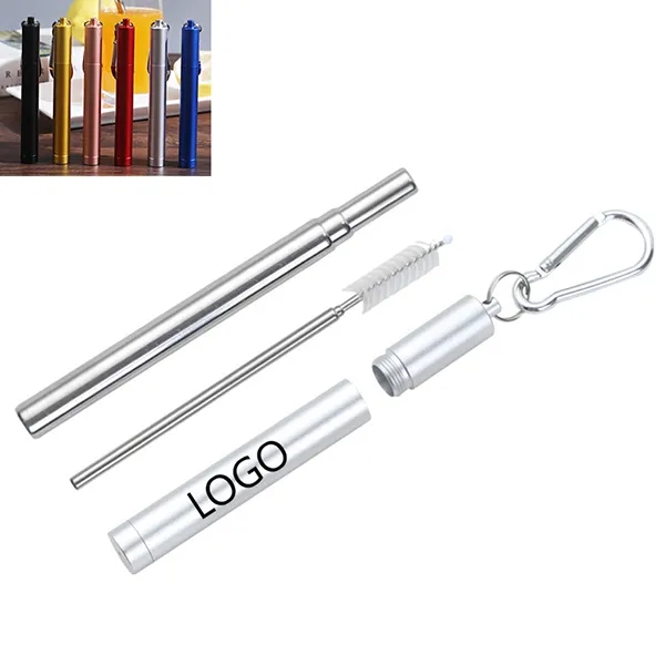 Telescopic stainless steel straws with carabiner 2