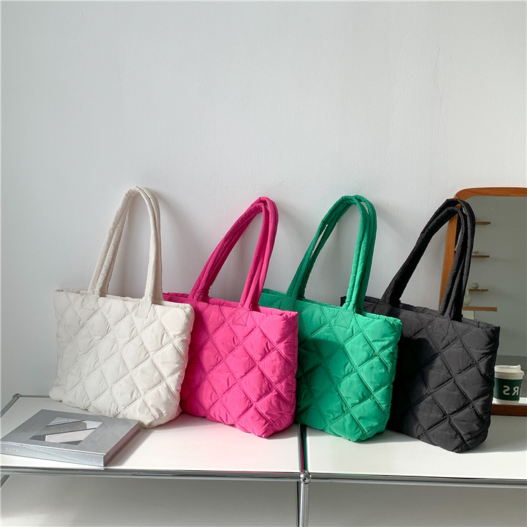 Puffer Quilted Tote Shoulder Bag, custom tote bag with logo imprint 2