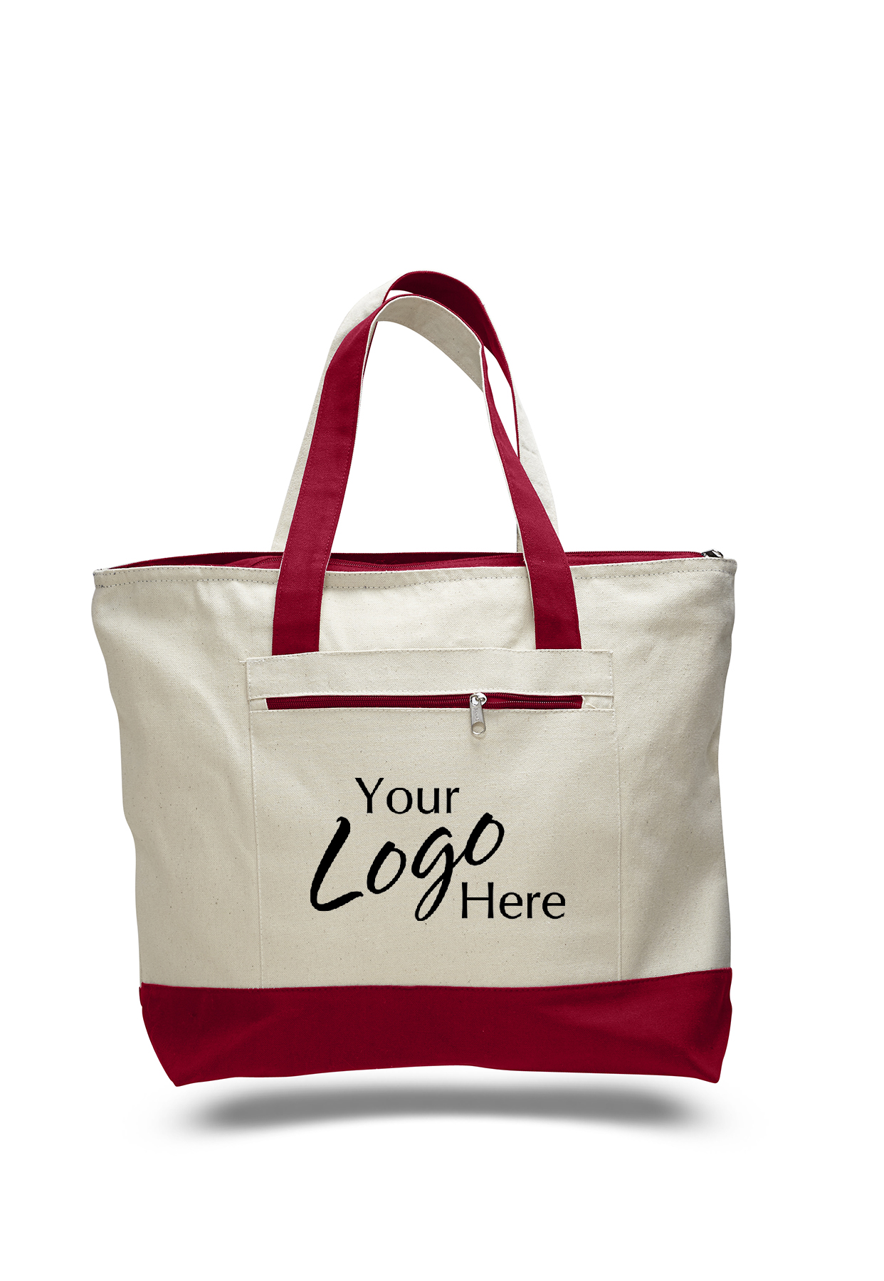 Canvas Zipper Tote Bag 18" W x 14" H with 4.5" Gusset, custom tote bag with logo imprint 17