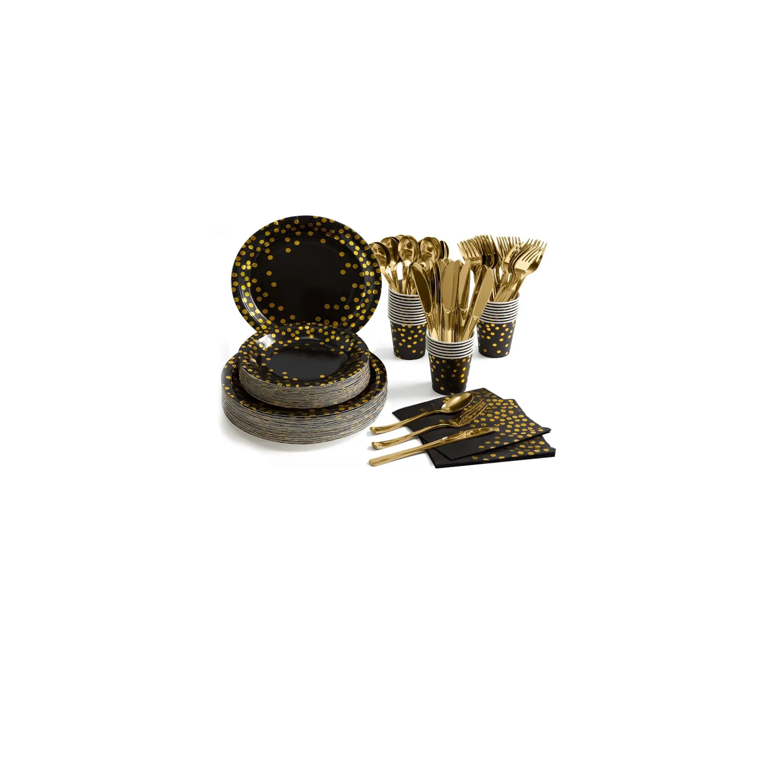 80 Pieces Black and Gold Party Supplies 5
