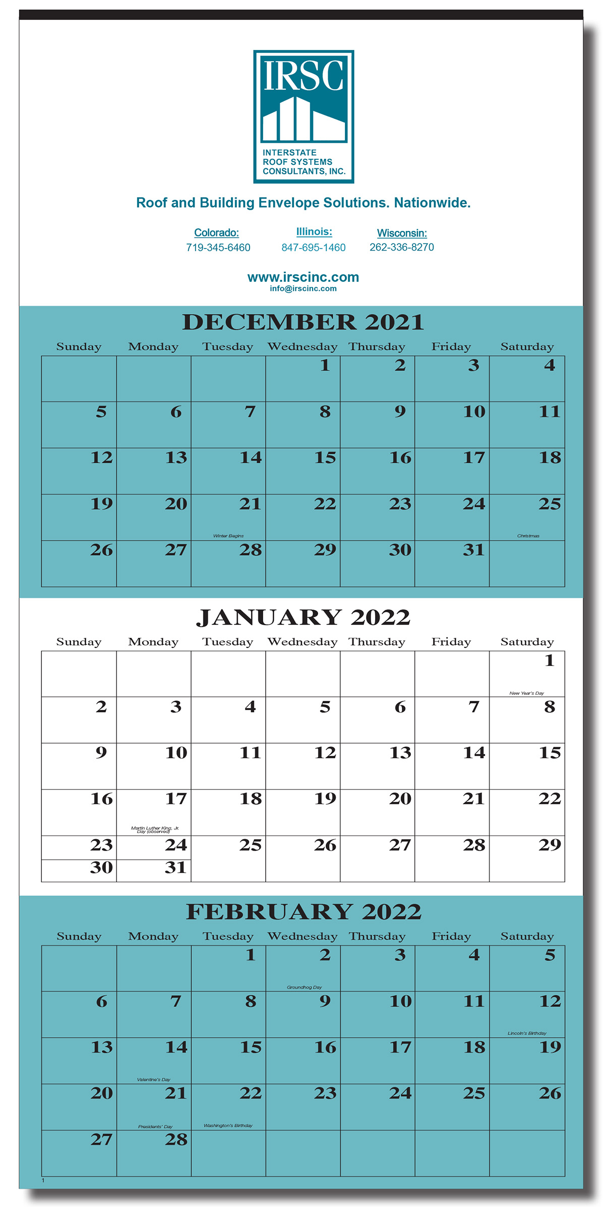 12 Sheet Calendar 3 Month View Wall Calendar