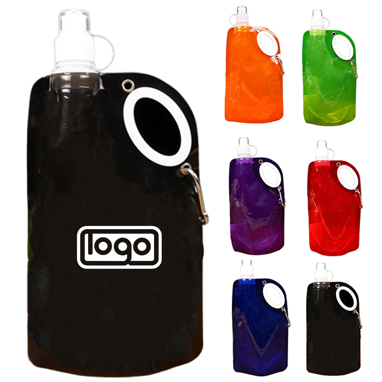 25oz PE Foldable Water Bottle w/ Carabiner 4