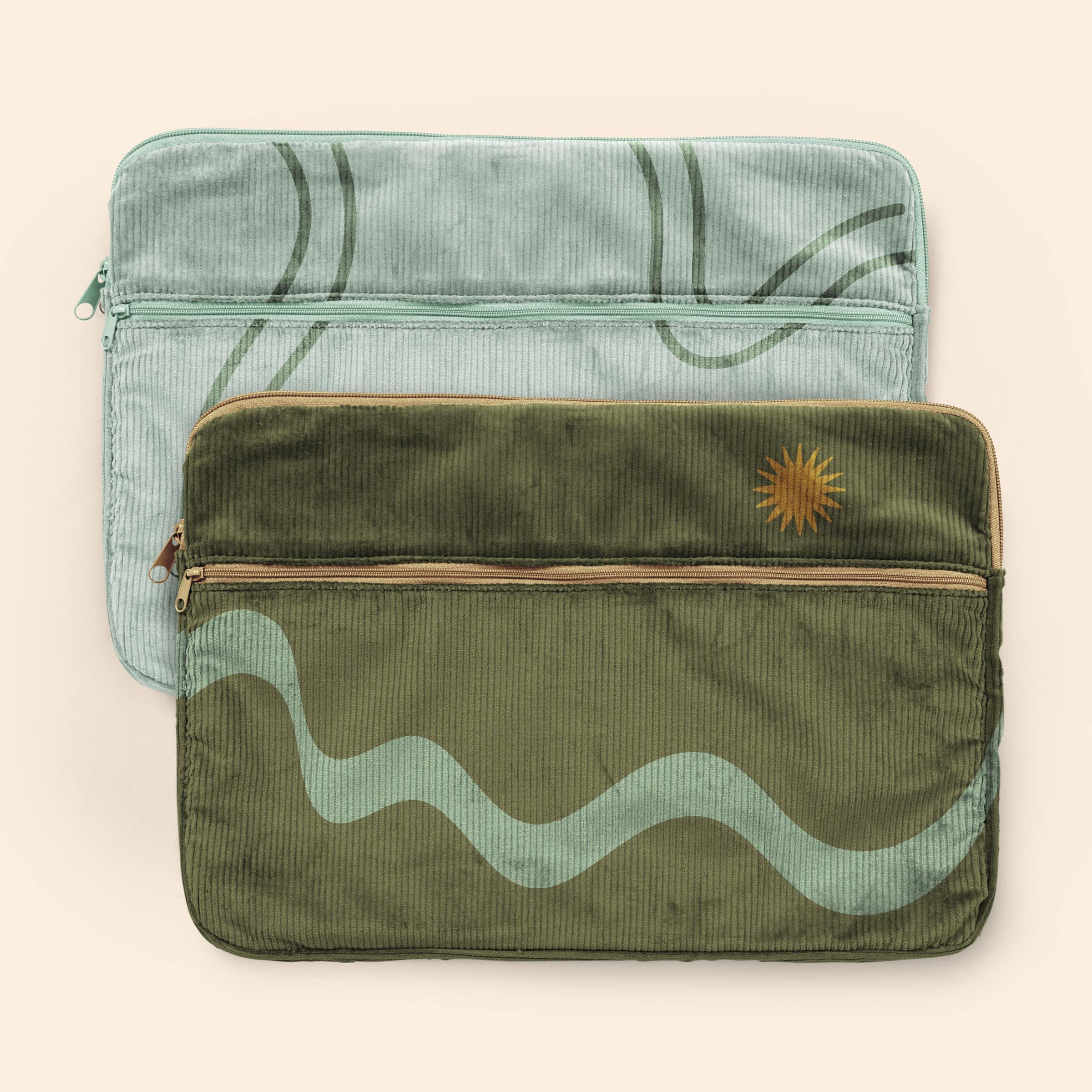 ZIPPERED POCKET LAPTOP SLEEVES - CORDUROY - LARGE - 15" 1
