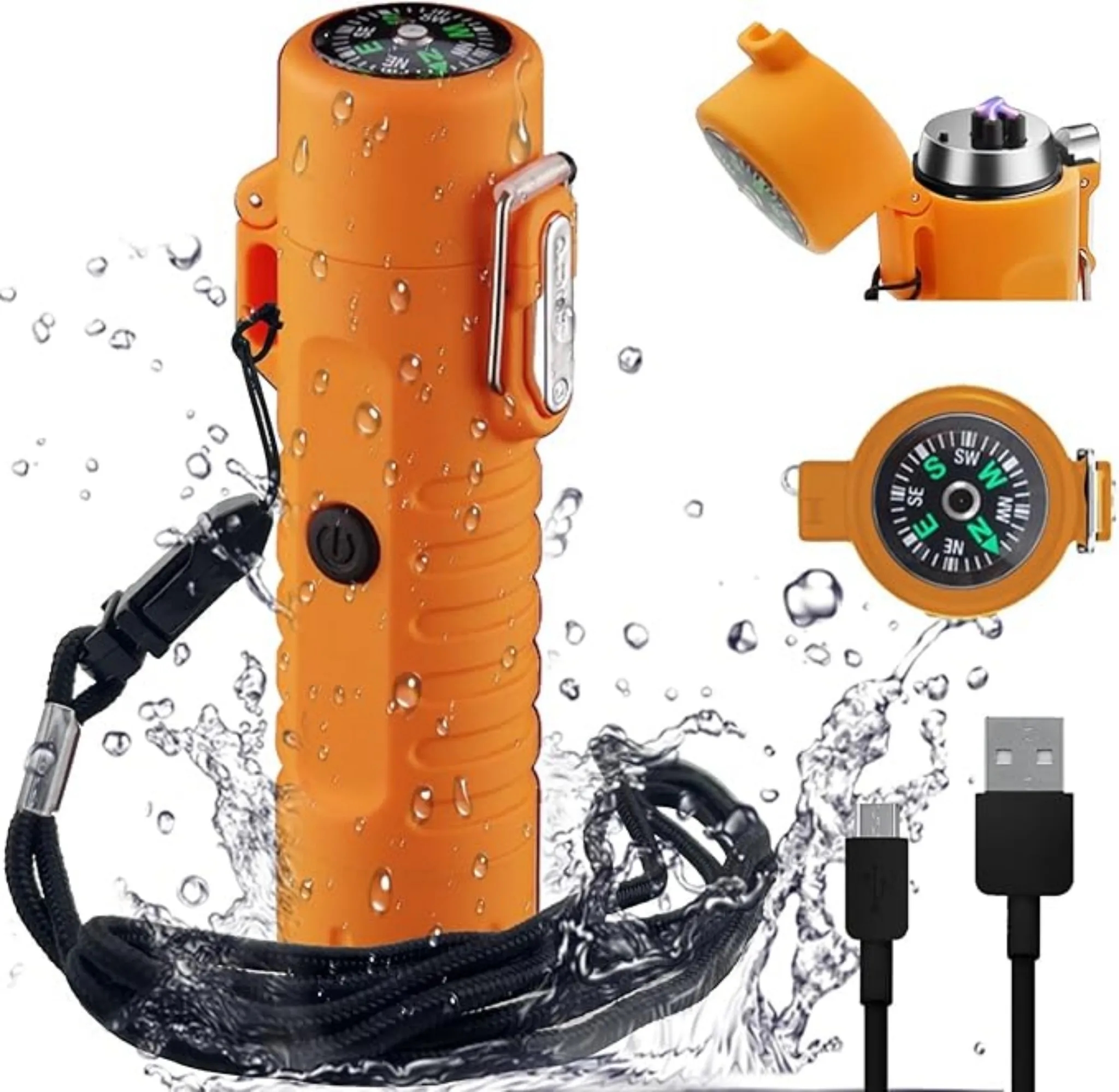 Rechargeable Arc Lighter with Flashlight & Compass 7