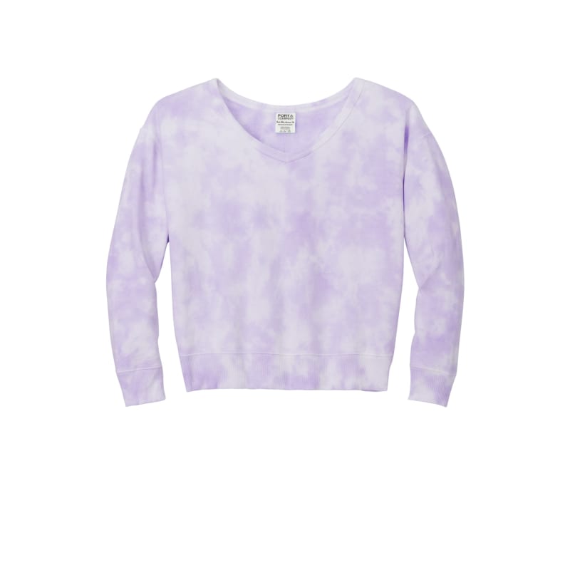 Port & Company Women's Beach Wash Cloud Tie-Dye V-Neck Sweatshirt 13
