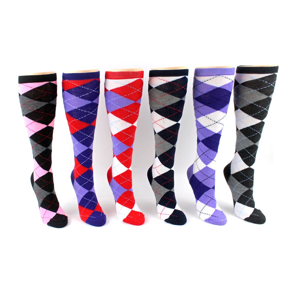 Women's Knee-High Socks - Argyle Print Size 9-11 2