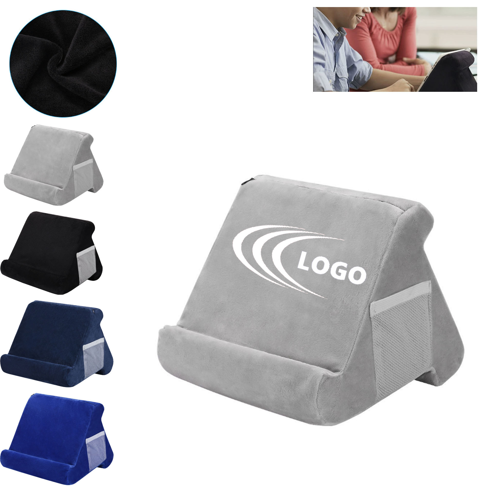 Multi Mobile And Tablet Reading Stand Pillow With Logo 3