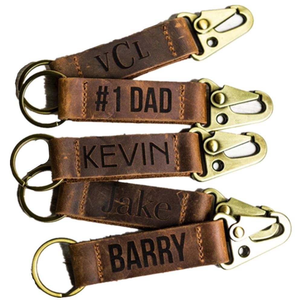 Leather Keychain With Antique Nickel Carabiners 4