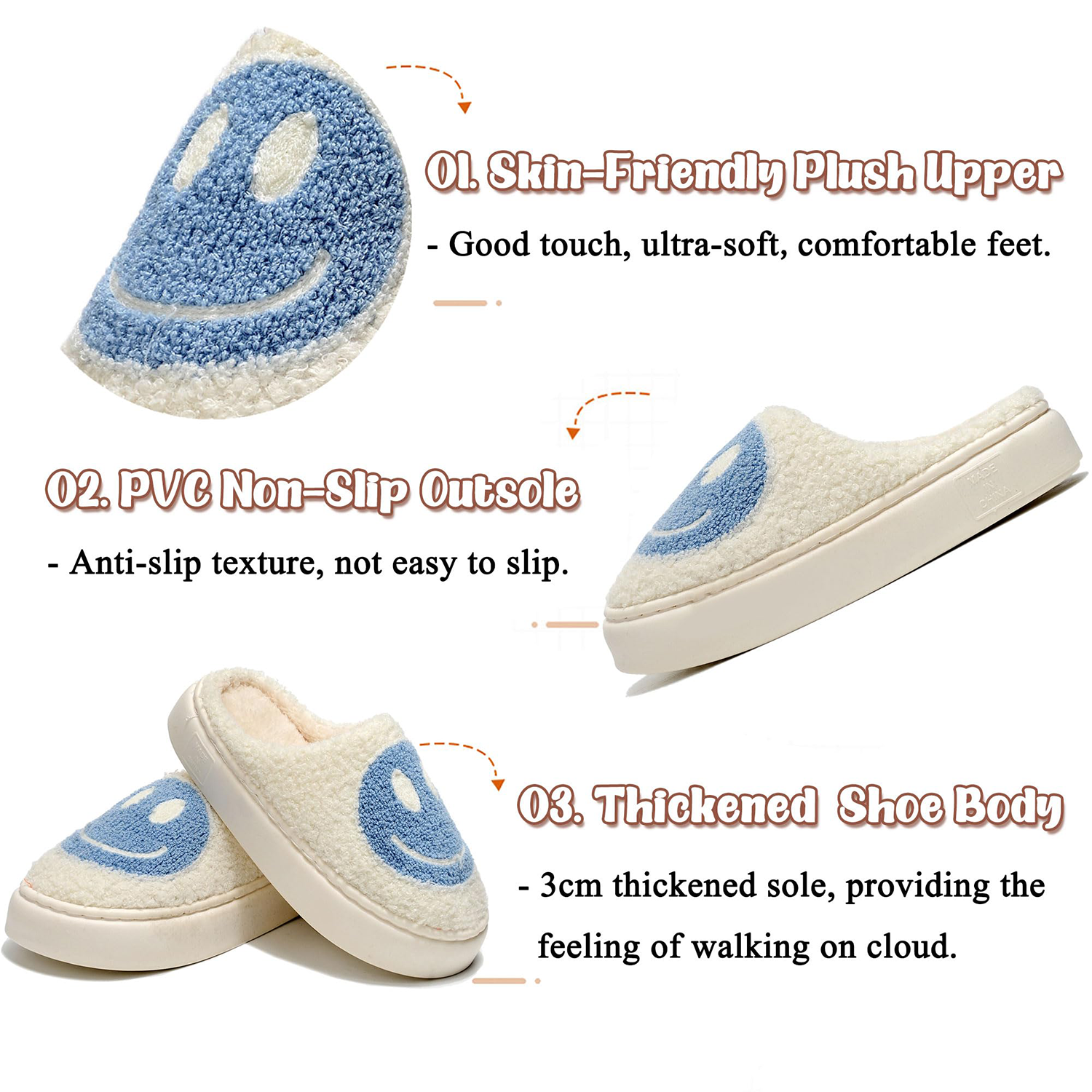 Casual Cozy Happy Retro Smile Face Preppy Slippers 4