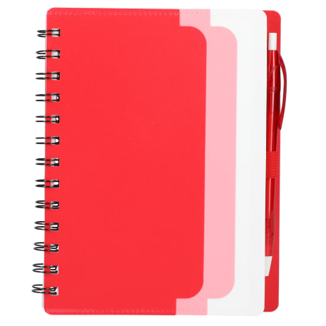 5" x 7" Recycled Dual Pocket Spiral Notebook w Pen 170