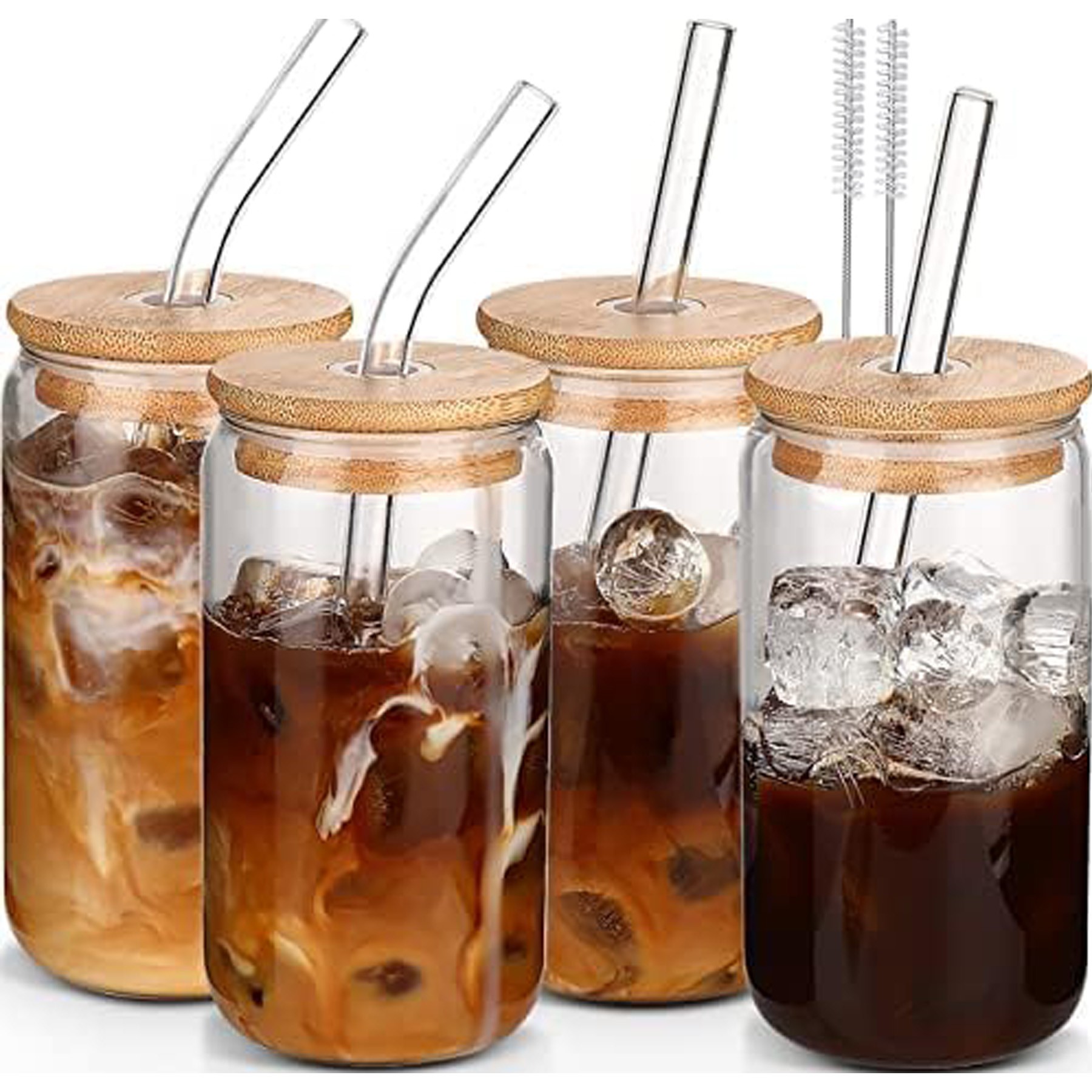 Glass Cups with Lids and Straws, Coffee cups 4