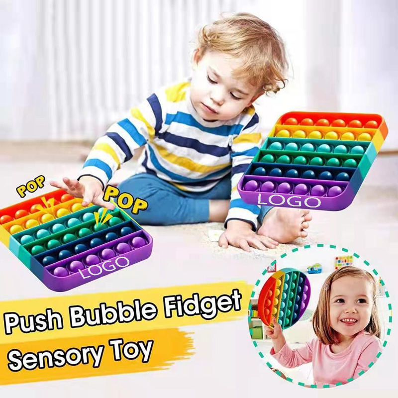 Rainbow Square Push Pop Bubble Fidget Toy 2