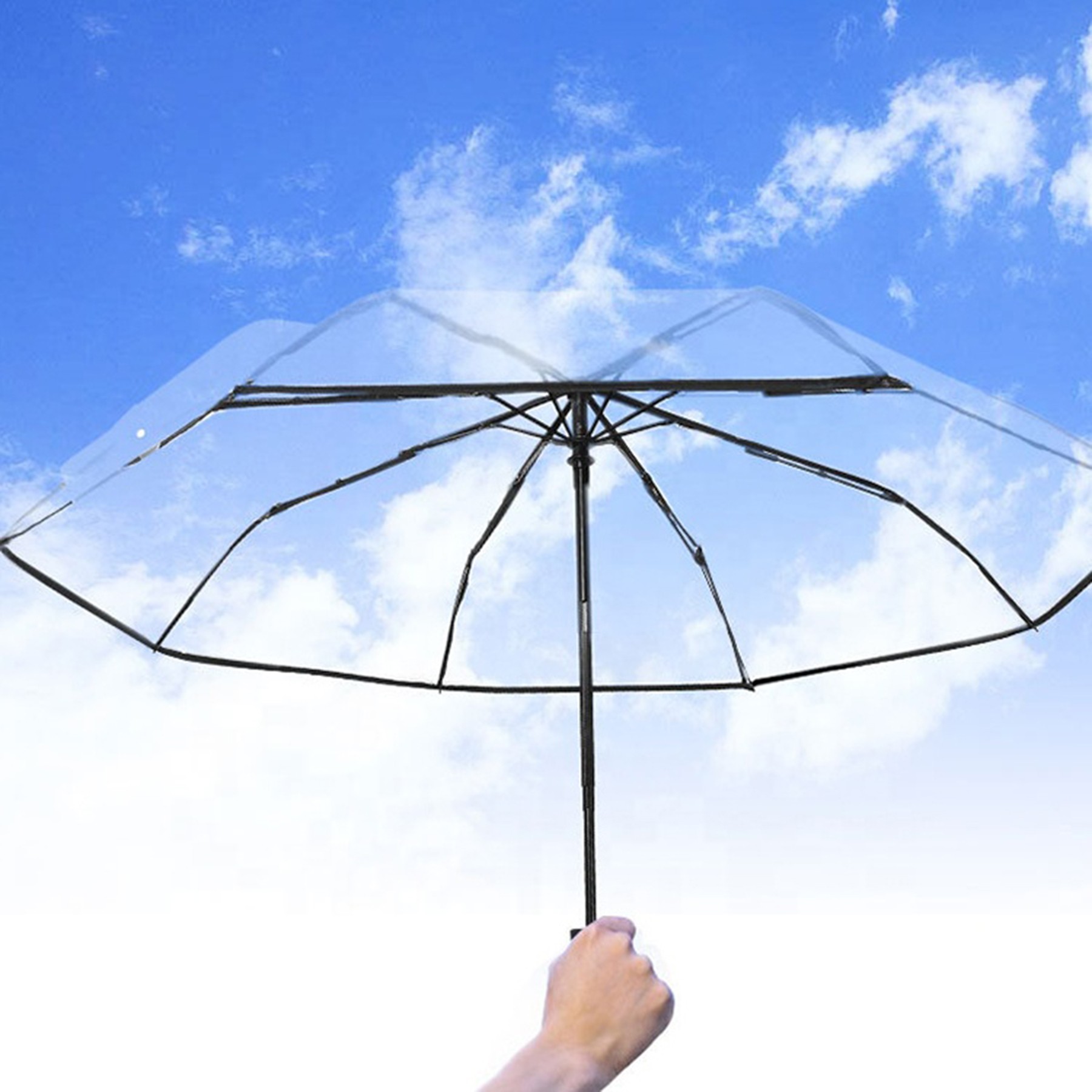 Full Automatic Clear Folding Umbrella 4