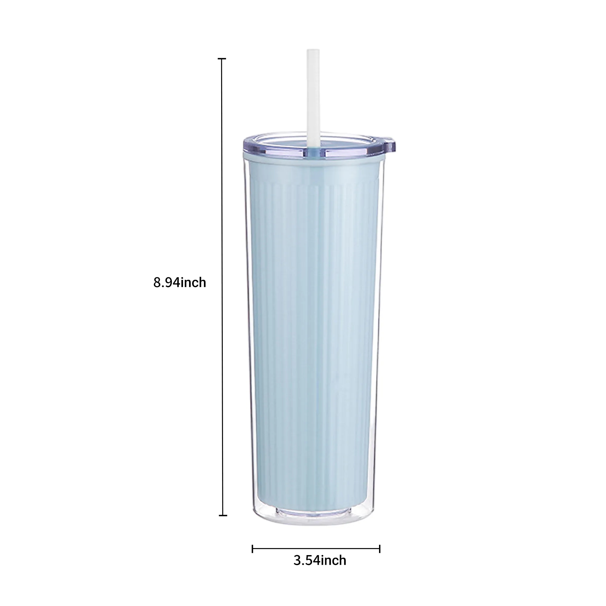 Reusable 20.3 oz Straw Cup with Striped Inner Design 6