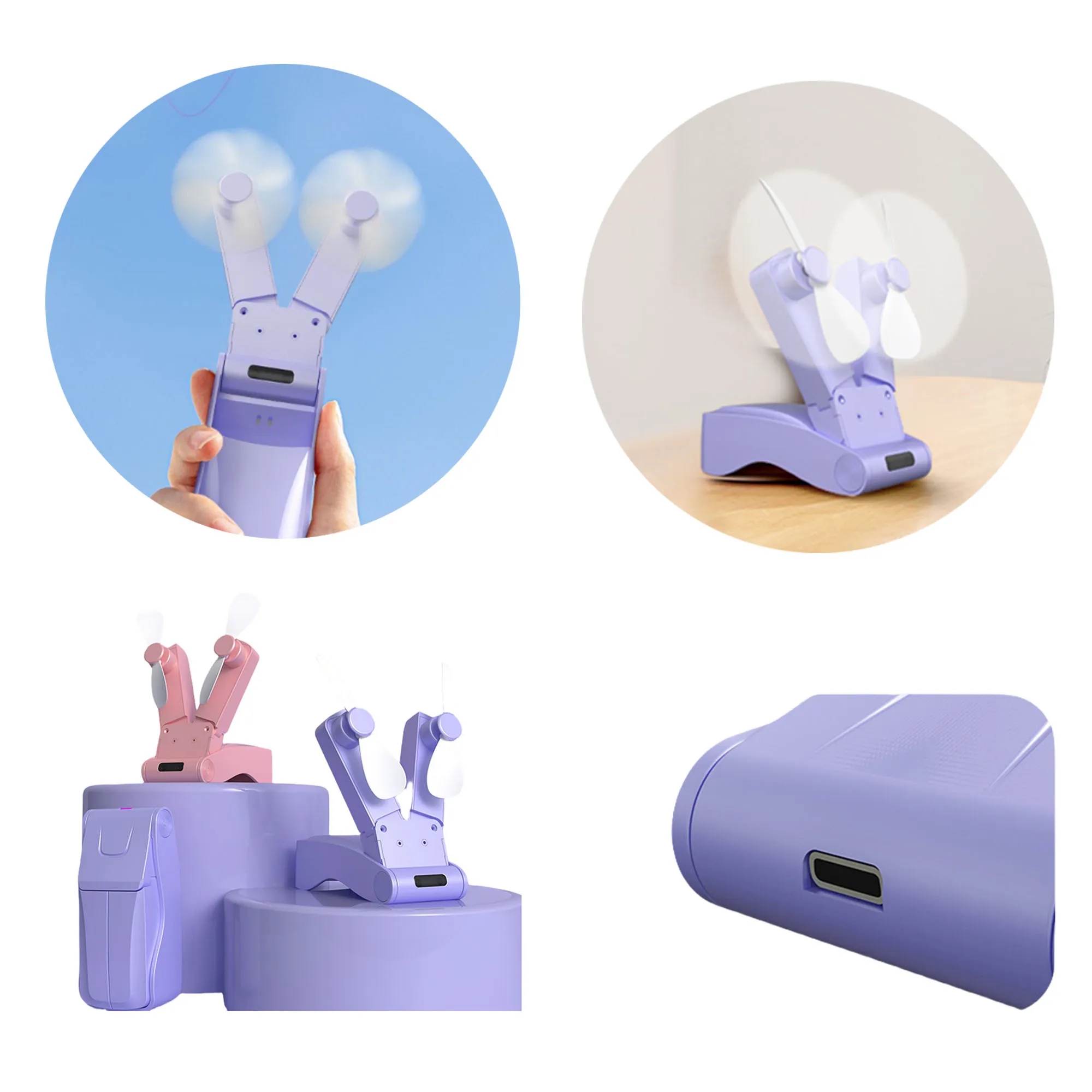 Usb Charging Dual Head Foldable Mini Small Fan 8