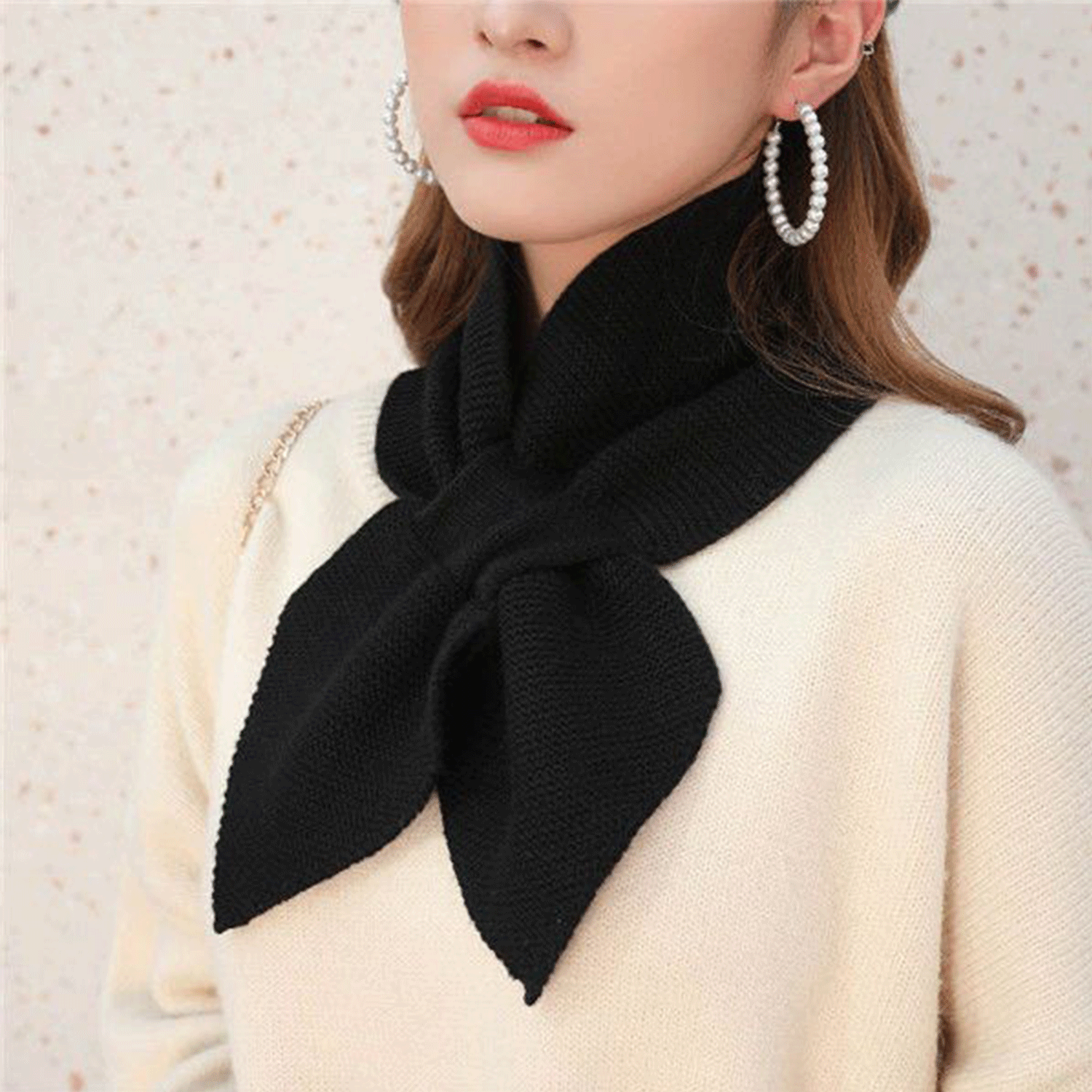 Winter women neck warmer soft knit bow shape colored Scarf 10