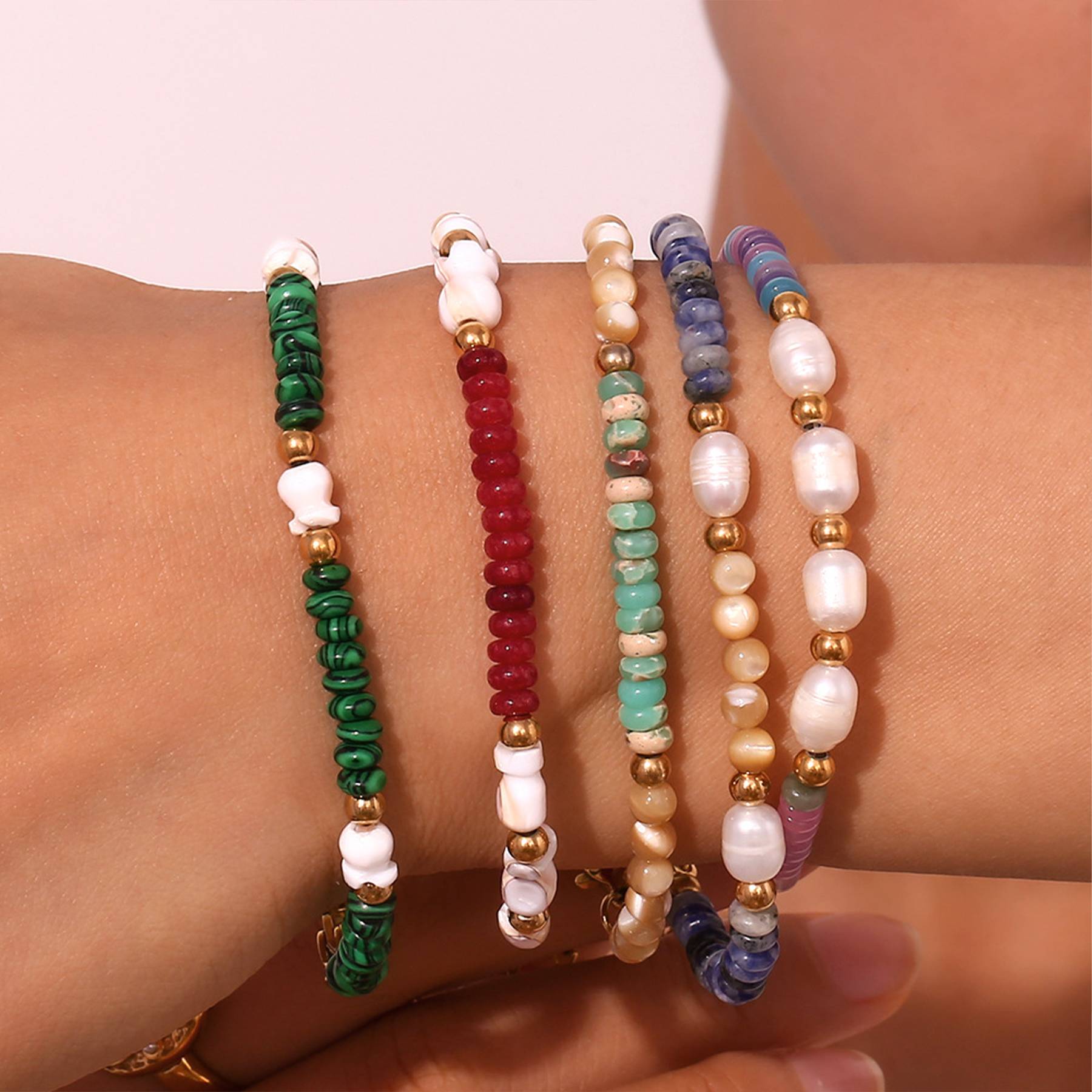 Stainless steel bohemian hand-beaded 6