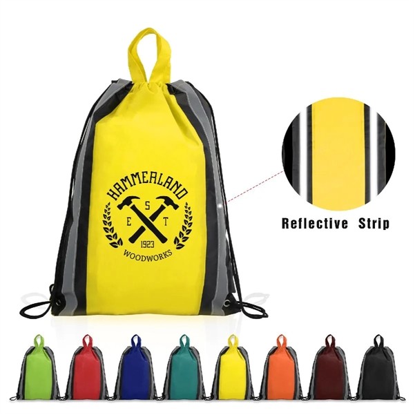 Reflective Stripe Drawstring Backpack ( 14 X 18 ) 5
