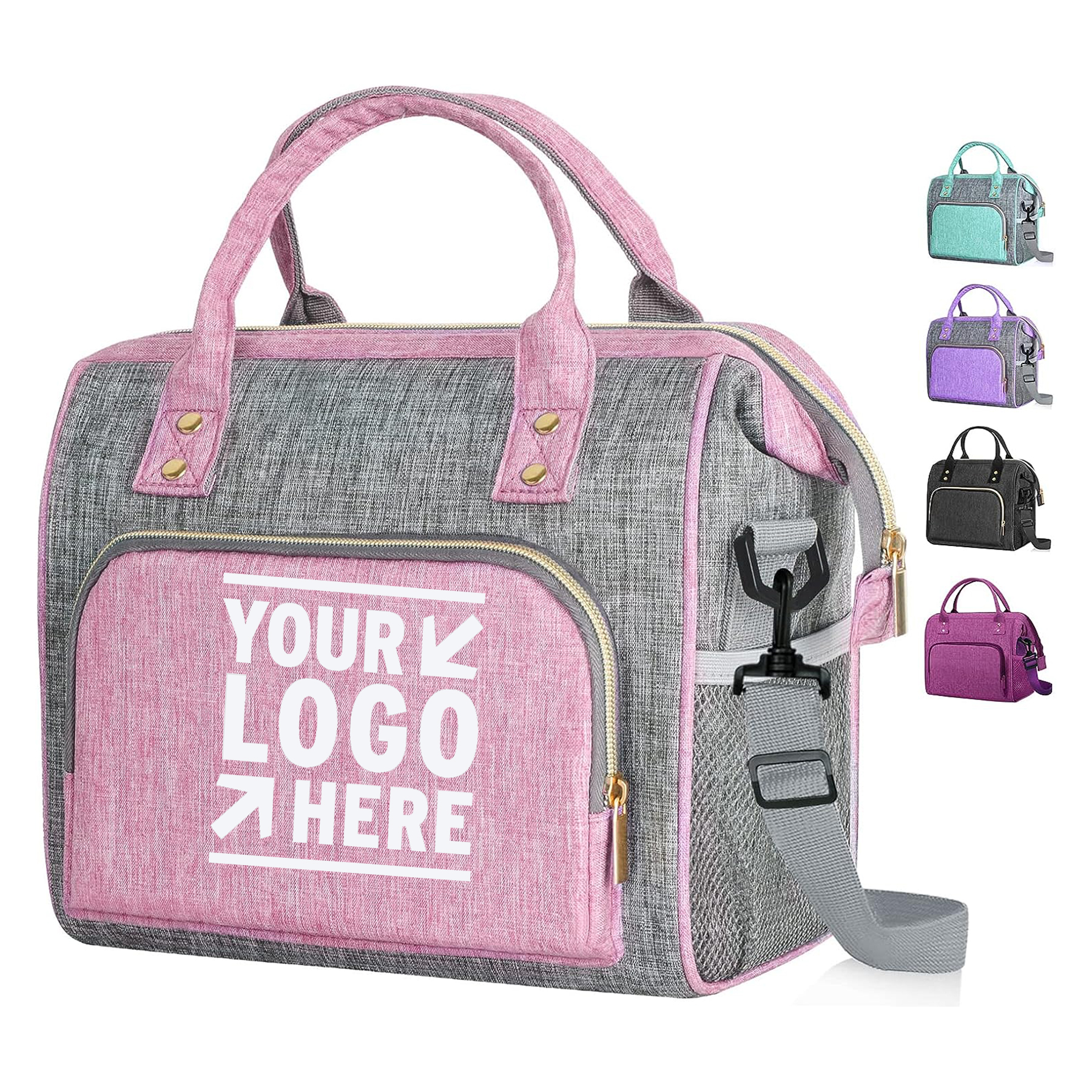 Women Leakproof Insulated Reusable Large Adjustable Shoulder Strap Lunch Bag 2