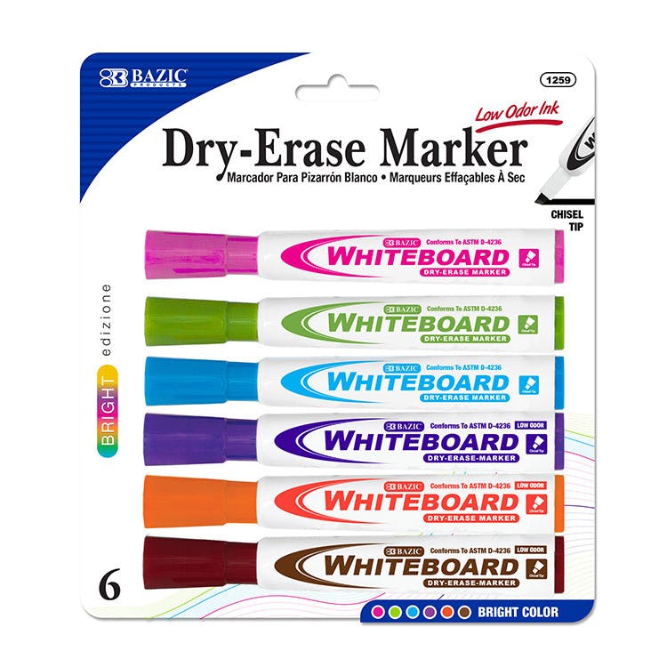Dry-Erase Markers - 6 Pack Chisel Tip 2