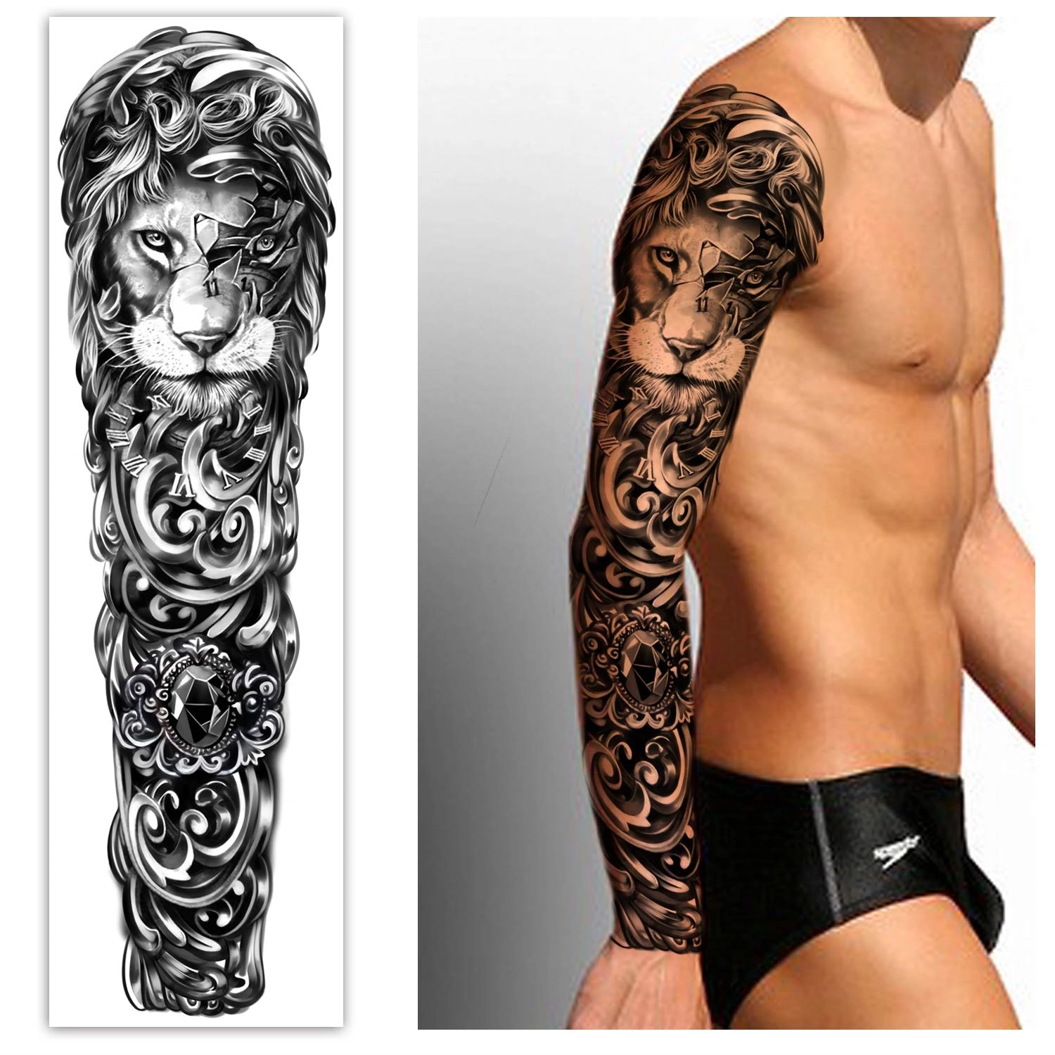 Waterproof Temporary Arm Tattoo Stickers 22.83"X7.1" 2