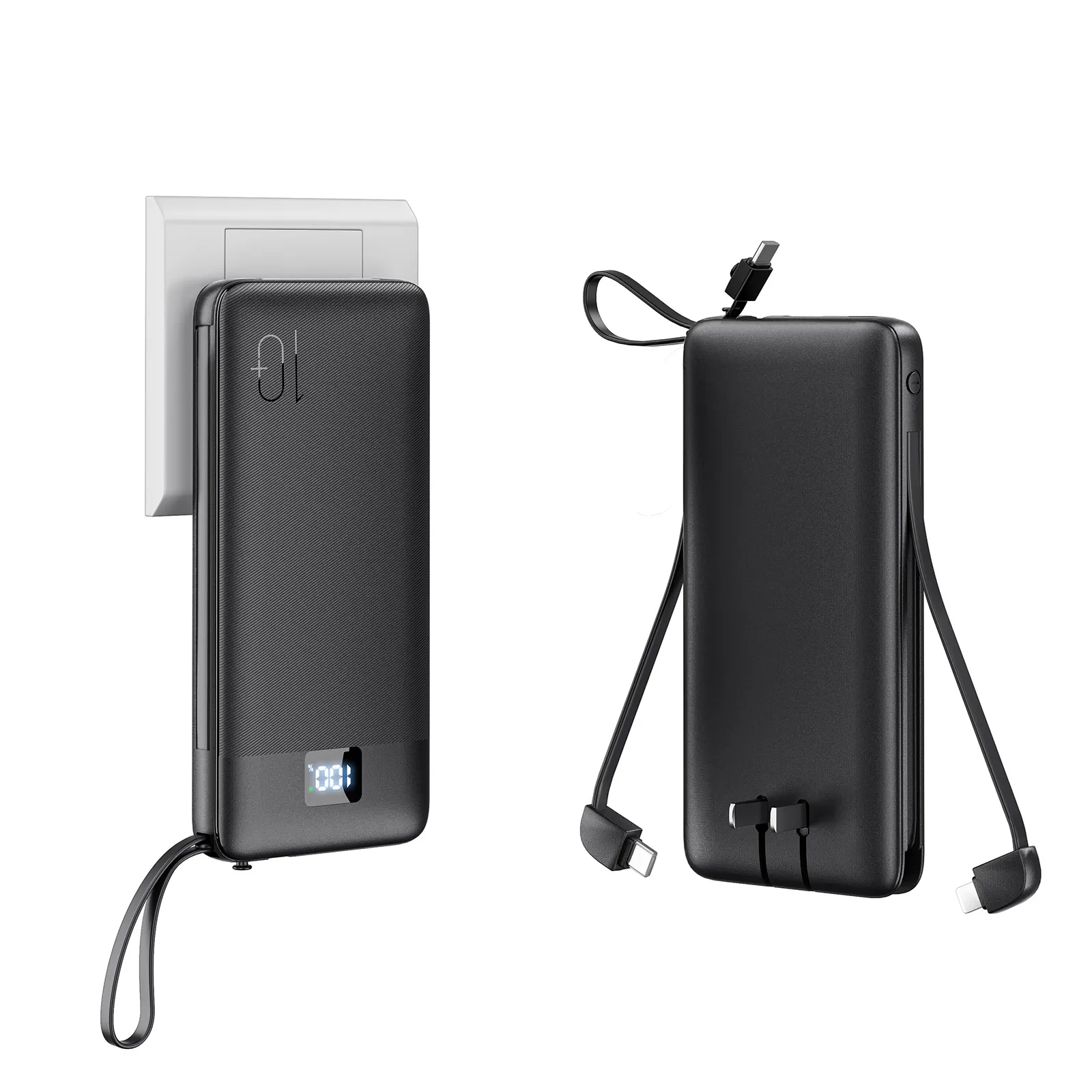 10000mAh Power Bank with Built-in Cables and AC Wall Plug 9