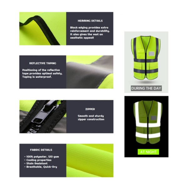 Visipro Front-Zip Reflective Safety Vest With Pockets - Interlock - Ansi 3 7