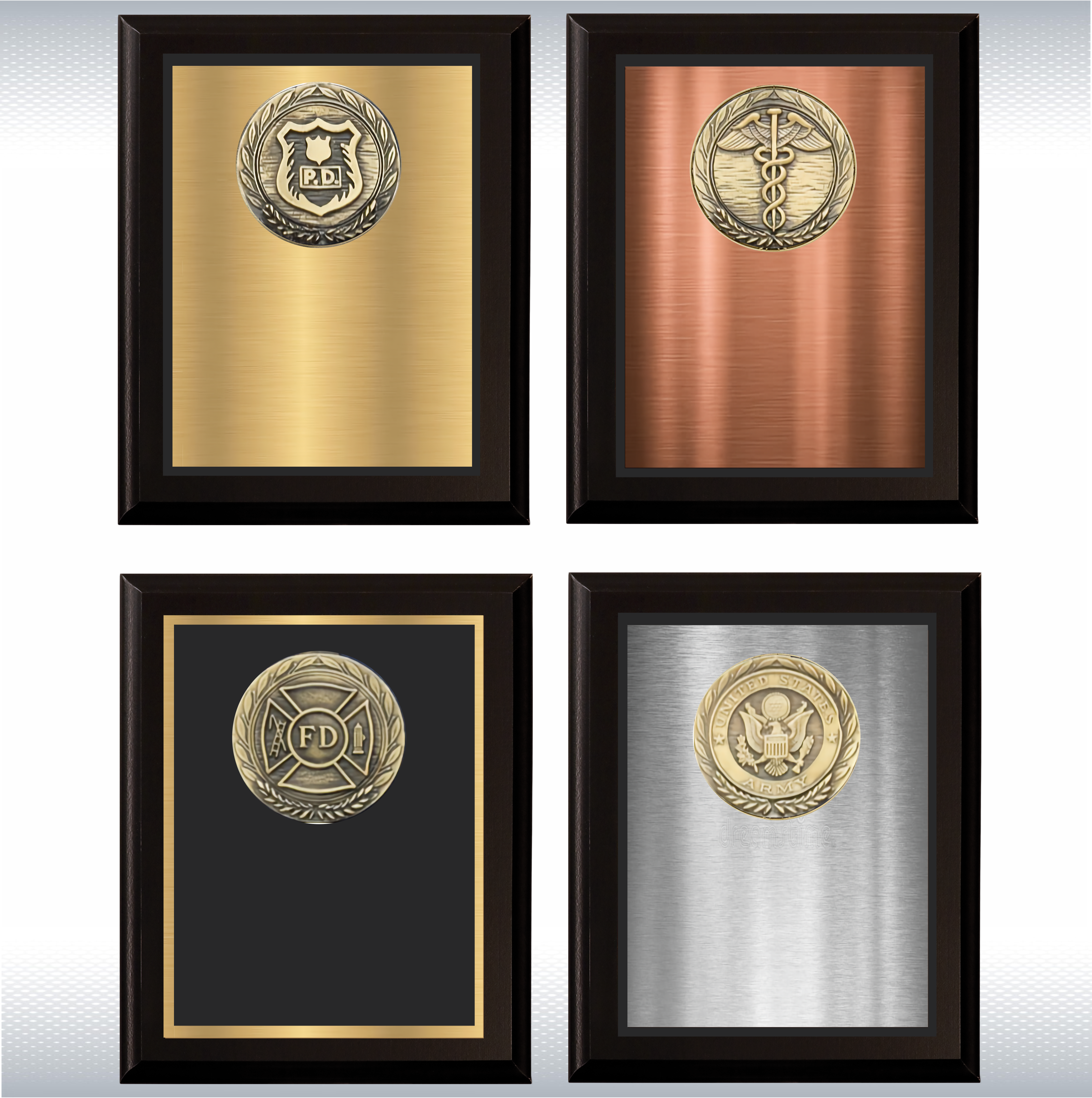 Black Matte Finish Wood Plaque w/Double Plate and Medallion 5