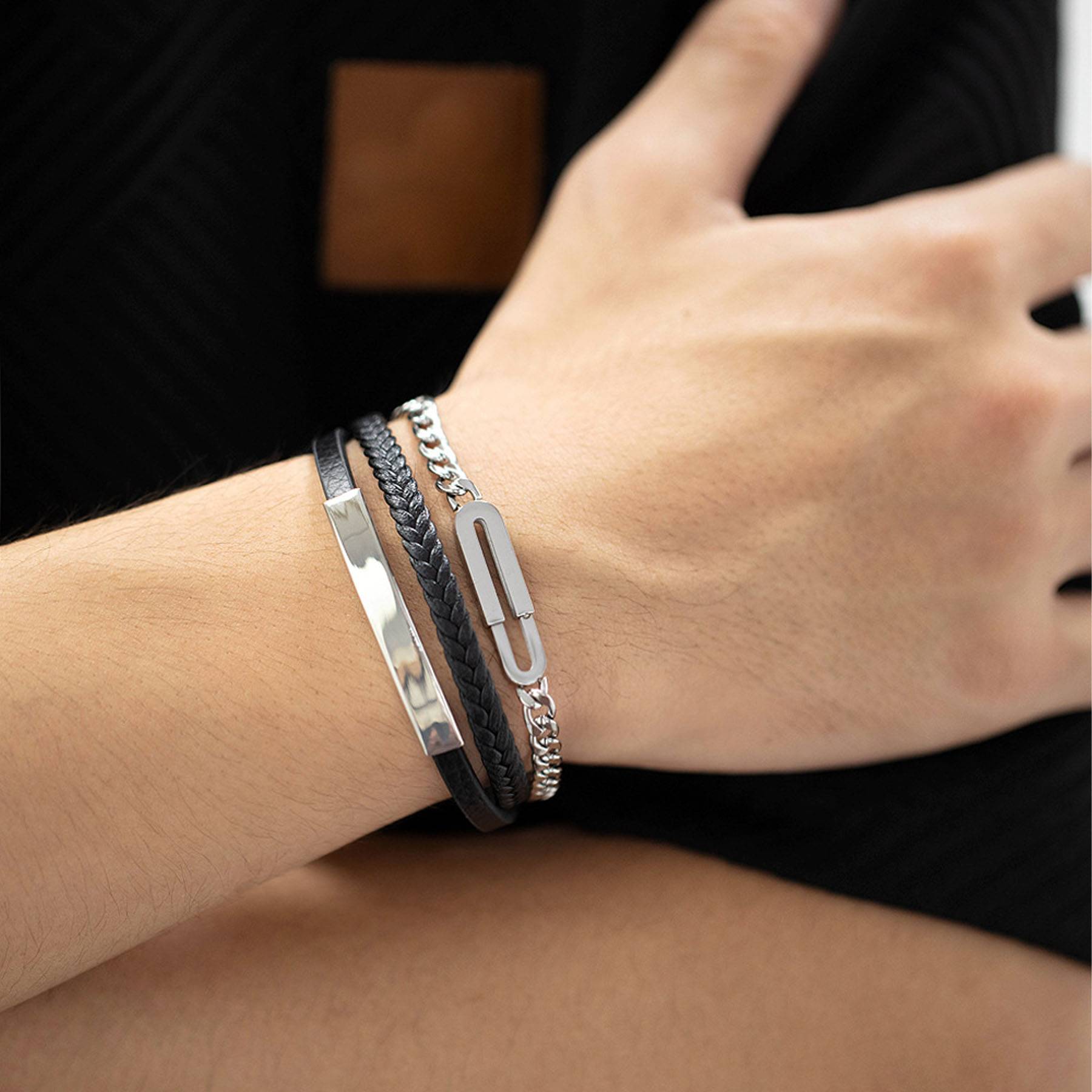 Multi layer woven leather bracelet 2