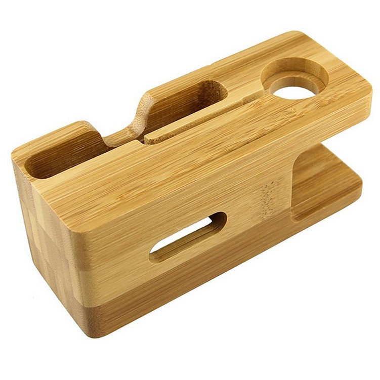 Bamboo Wood Desktop Charging Dock Station Charger Holder 9