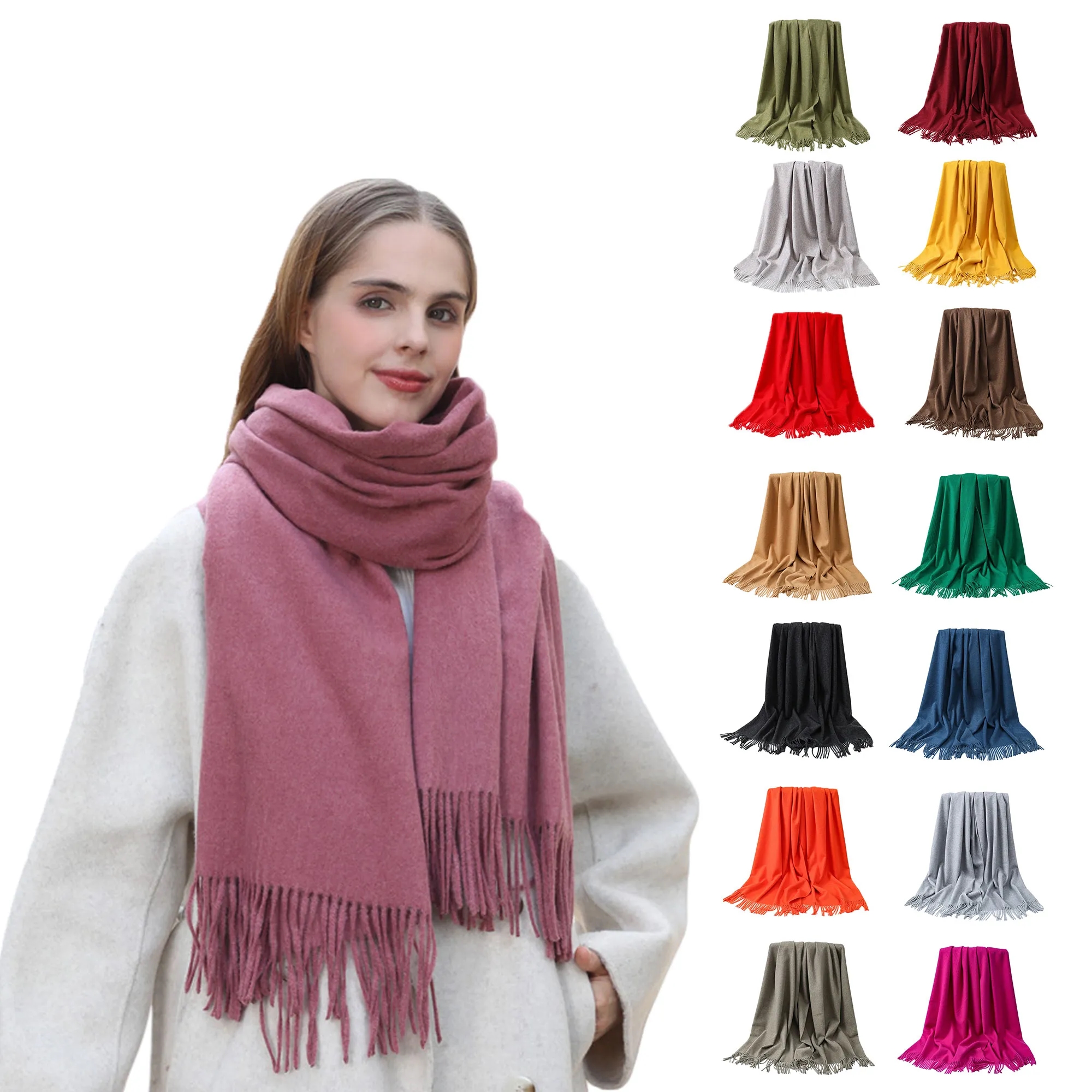 Warm Soft Wool Solid Knit Scarf Winter Scarf