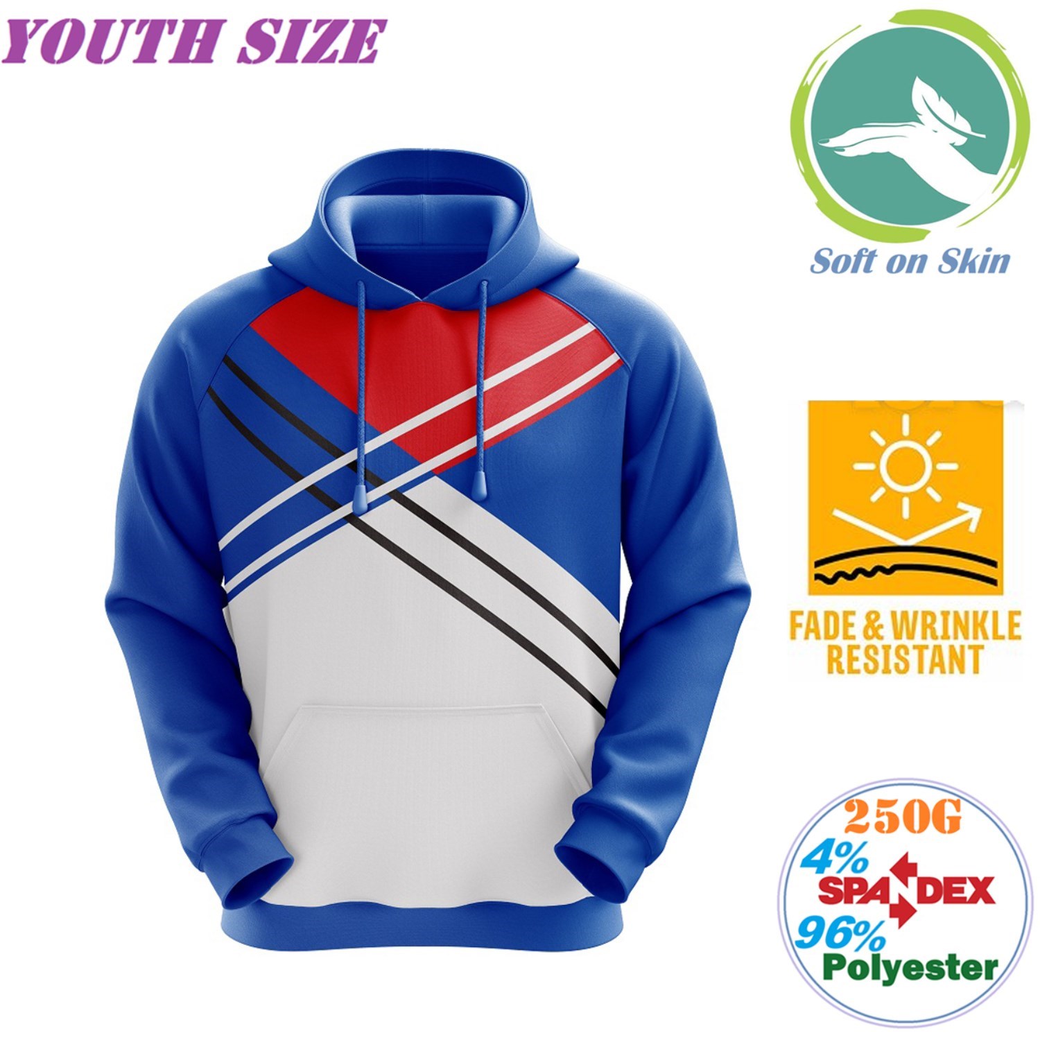 Youth 250G Fleece creaseproof Pullover Hoodies w/ 2 pockets