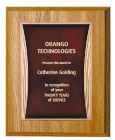 7" x 9" Oak Finish Plaque with a Red Showtime Plate 2