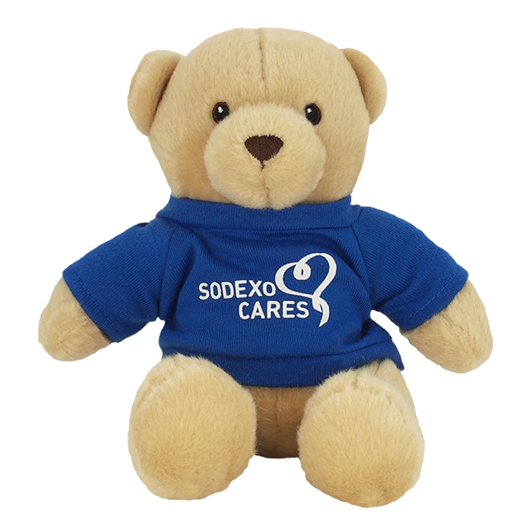 6" Tan Honey Bear with t-shirt and one color imprint 2