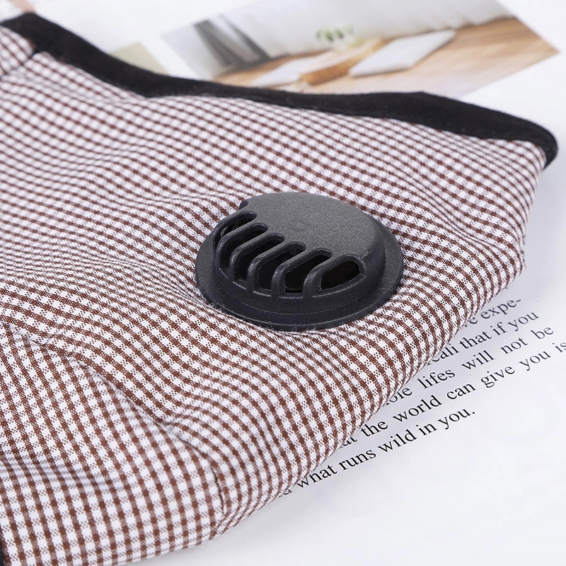 Double Breathing Valve Plaid Cotton Face Mask Reusable 5