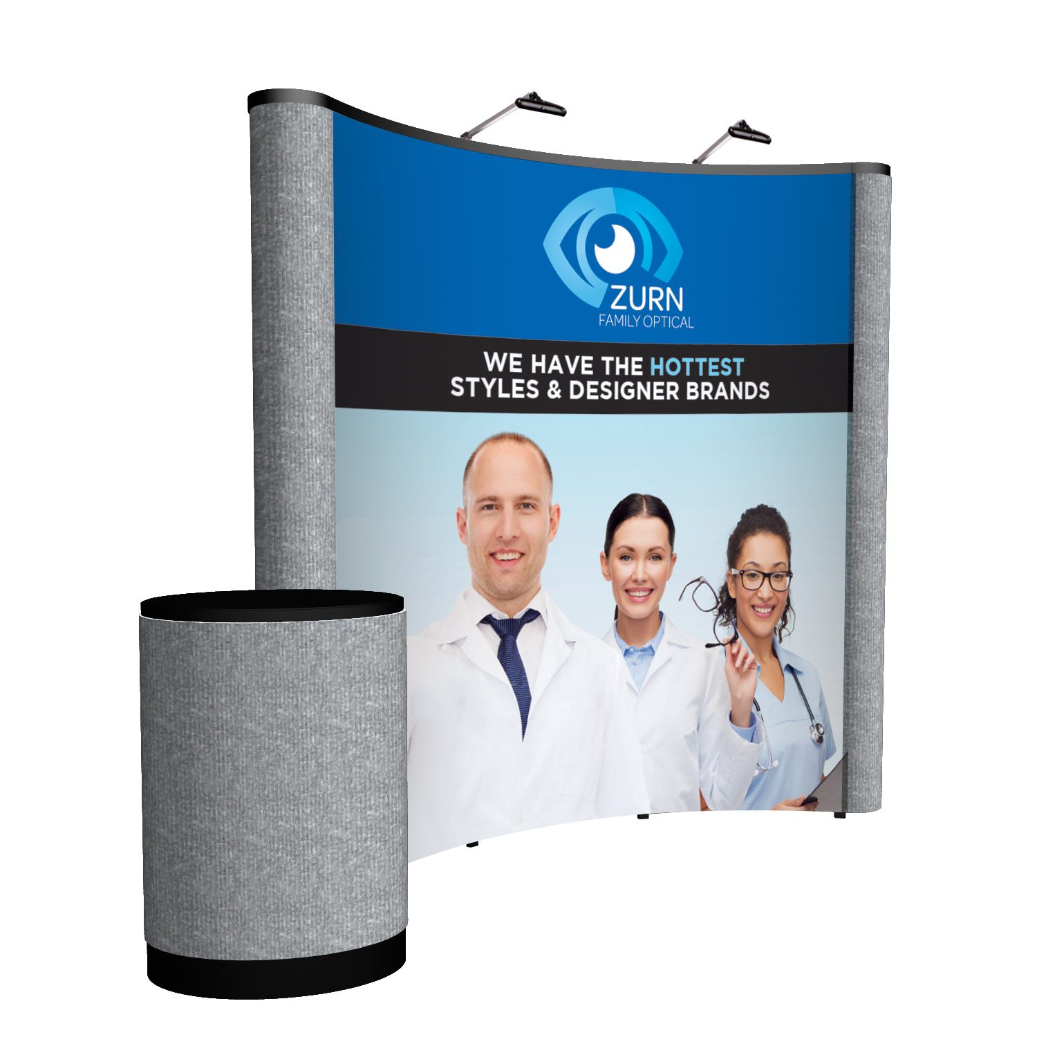 8' Curved ARISE Floor Display Kit (Mural with Fabric Ends) 7