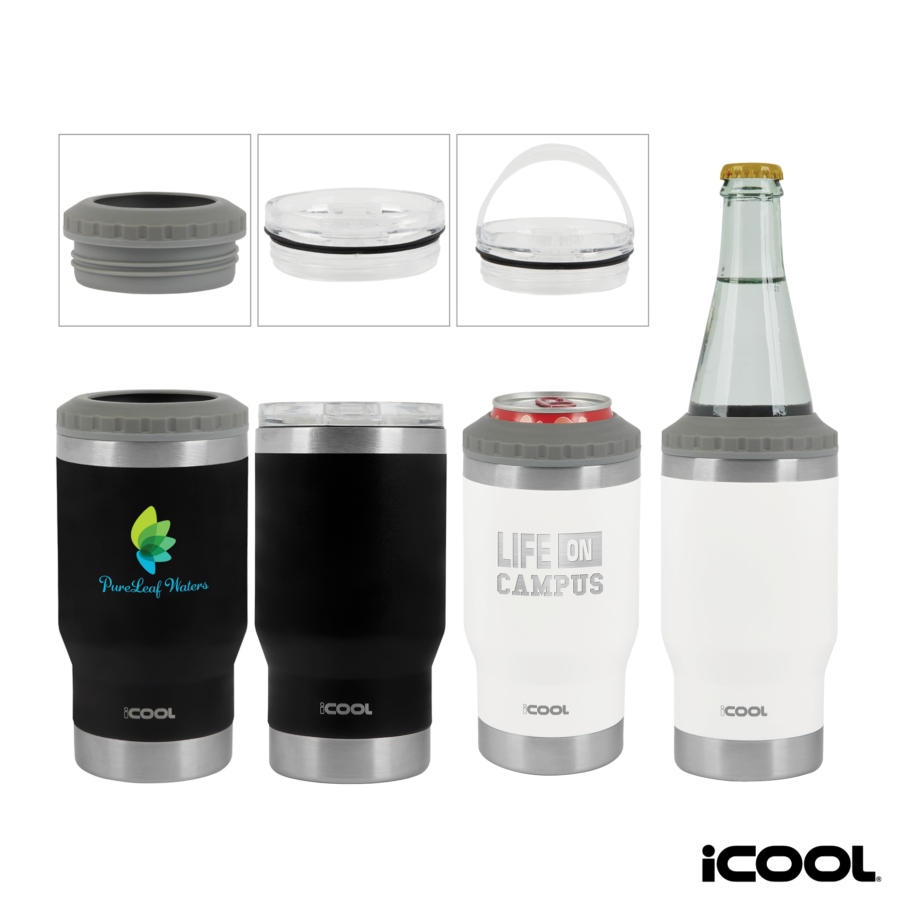iCOOL® Oswego 14 oz. Double Wall Stainless Steel Can Cooler / Tumbler 14