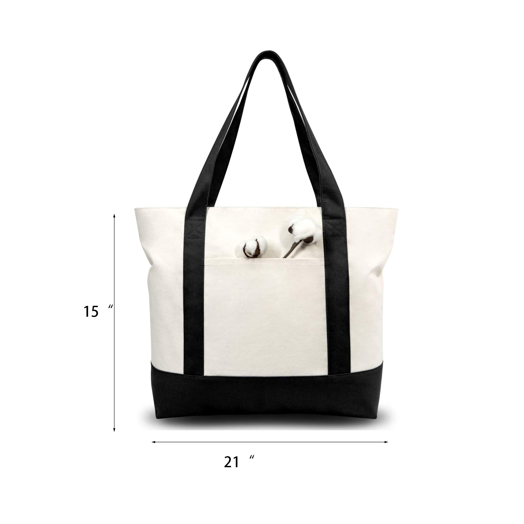 Canvas Tote Bag with an External Pocket and Zipper, custom tote bag with logo imprint 3