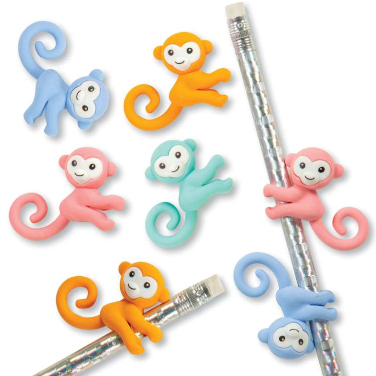 Monkey Eraser Pencil Toppers Assorted 24 Pack 2