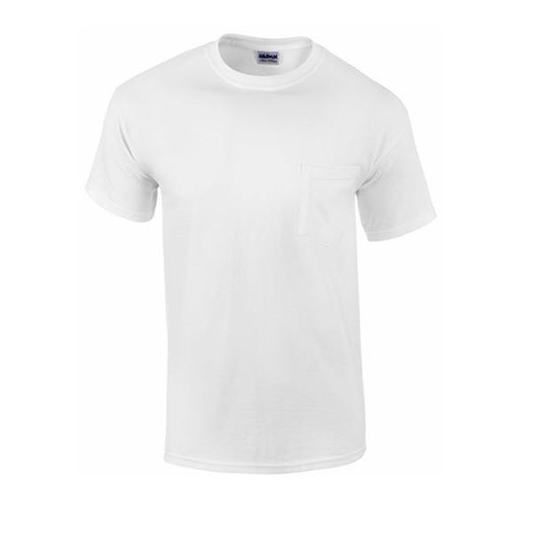 Gildan Irregular Men's Short Sleeve Pocket T-Shirt White Large 1