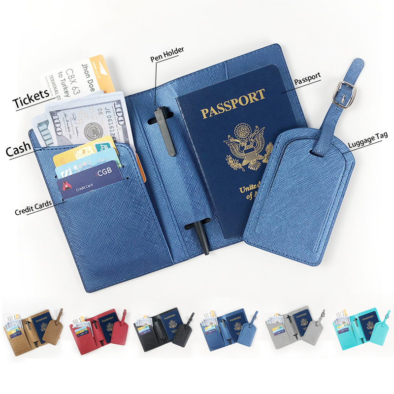 Multifunction PU Leather Passport Holder With Luggage Tag 4