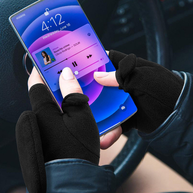 Convertible Polar Fleece Gloves Flip Top Mittens 10
