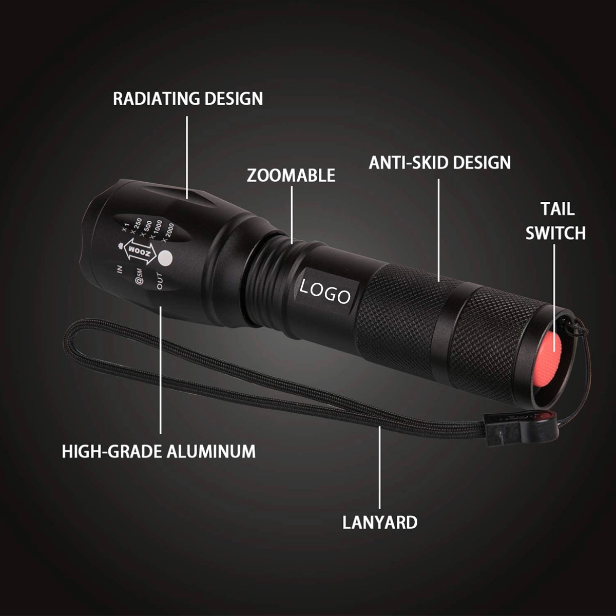 Aluminum Telescopic Handheld Flashlight LED 4
