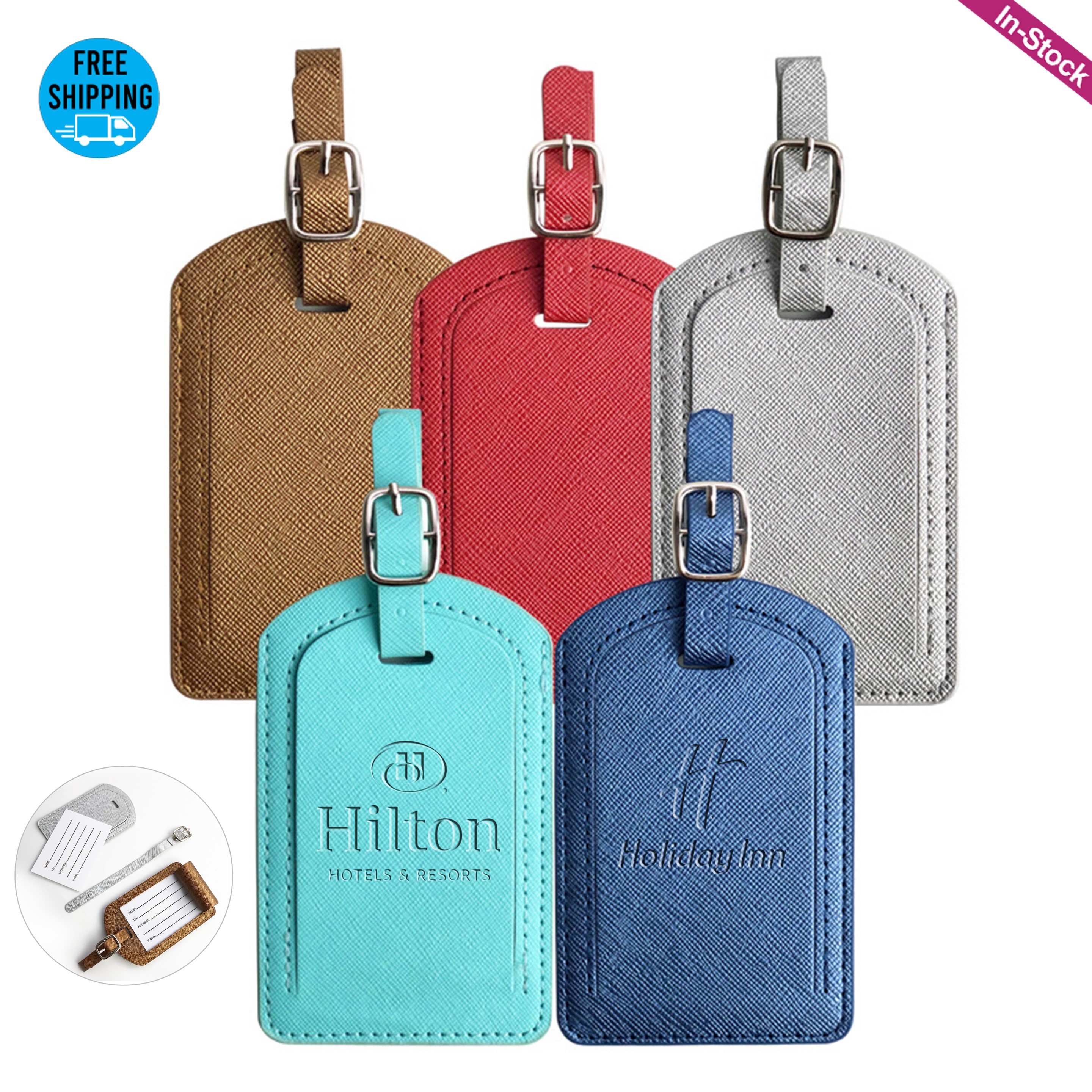 Premium PU Leather Luggage Bag Case Tags 3