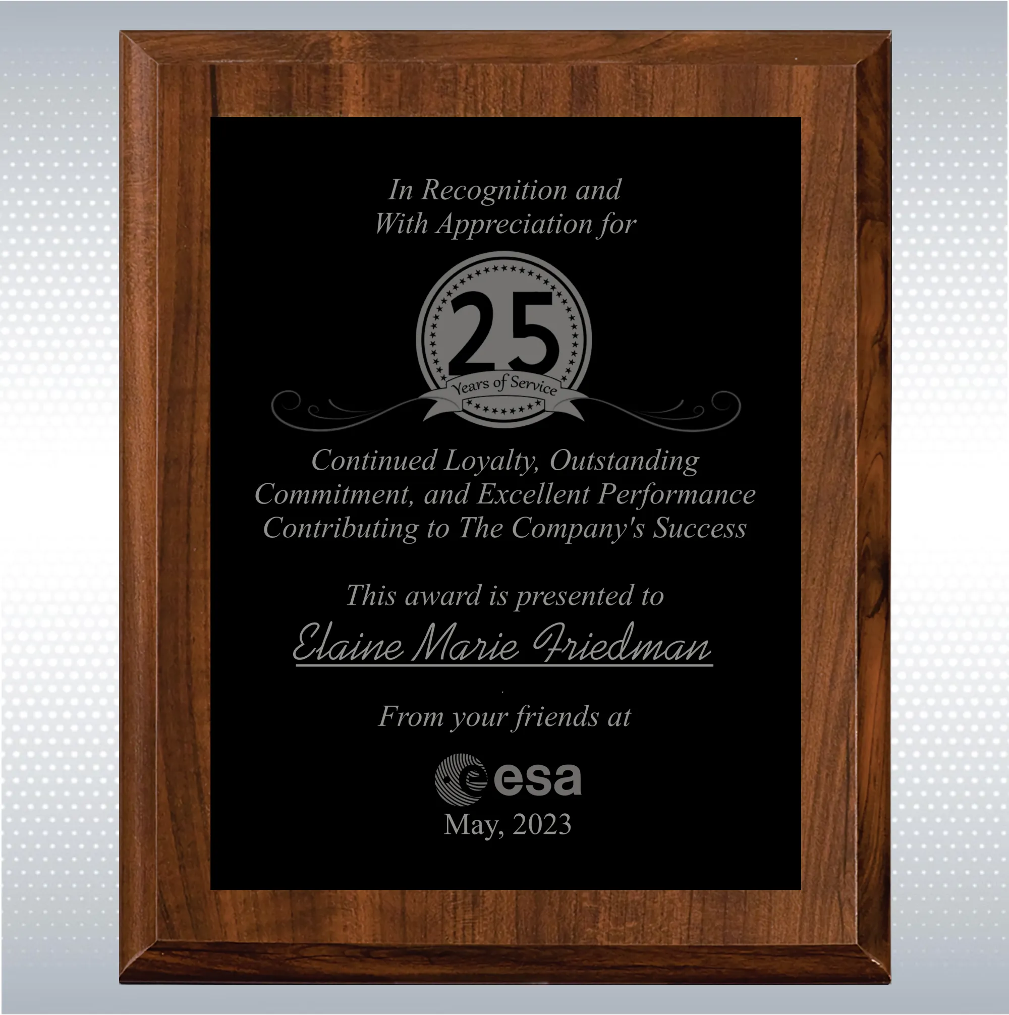 Cherry Finish Years of Service Gift Award 3